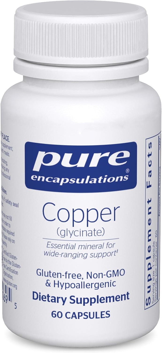 Pure Encapsulations Copper glycinate dietary supplement bottle