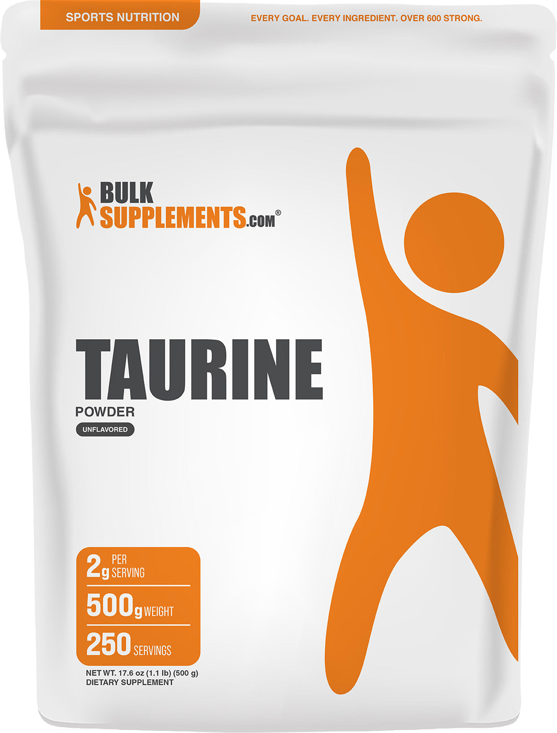 BulkSupplements taurine powder 2 gram serving caution lane